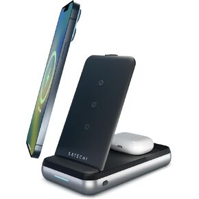 Satechi Duo Wireless Charger Stand & 10000 mah Power Bank – Portable Charger Power Bank – 3 in 1 Wireless Charging Stand – for iPhone 16/15/14/13/12/11/X, AirPods Pro & AirPods Gen 3/2, M2/M1 iPad