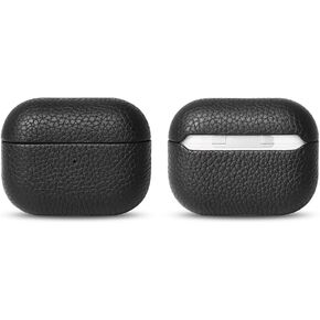 لحافظة AirPods Pro الجلدية (الجيل الثاني)، جلد محبب أصلي، متوافق مع Magsafe، شاشة LED أمامية مرئية، سلسلة Handmad، غطاء مقاوم للصدمات ومقاوم للغبار والأوساخ - أزرق غامق