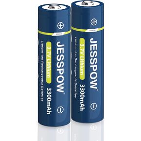 4 Pack 3.7 Volt Button Top Rechargeable Batteries,Lithium Battery 3300mAh for Flashlights, Headlamps, Doorbells, RC Cars,Outdoor Garden Lights