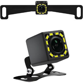 Car Backup Camera, Rear View Camera Ultra HD 12 LED Lights 140 Degrees Fisheye Wide Angle Rear View Camera IP68 Waterproof Reverse Camera for Car RV SUV