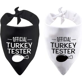 2 Pack Official Turkey Tester Turkey Dog Bandana Thanksgiving Dog Bandana (Official Turkey Tester 2 pack)