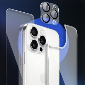 for iPhone 16 Pro Front and Back Screen Protector, iPhone 16 Pro Camera Lens Protector(1+1+1Pack) Front & Back Glass Protector Rear Tempered Glass for 16 Pro(6.3 inch)