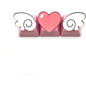 Personalized Cute Pink Keycaps,Love Heart and Wings Keycaps,Compatible with Cherry MX Switches Mechanical Keyboard (3 Keys OEM R4 Profile)