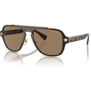 Versace Medusa Charm VE 2199 10006G Matte Black Plastic Aviator Sunglasses Silver Mirror Lens