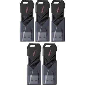 Kingston DataTraveler Exodia Onyx 128GB USB 3.2 Gen 1 Flash Drive with Moving Cap (Matte Black) (5-Pack)
