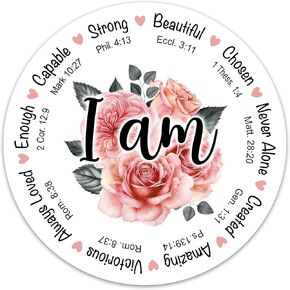 (3PCs) I Am Bible Verse Sticker, Christian Faith Scripture Stickers, Religious Quotes Inspirational Affirmation Vinyl Waterproof Stickers for Laptop Water Bottle Notebook Tumbler Journal (3 Inches)