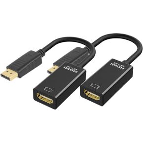 QLKUNLA DisplayPort to HDMI Adapter, Uni-Directional DP to HDMI 4K Screen Gold-Plated DP Display Port to HDMI Adapter Compatible with Dell, Lenovo, HP, GPU, AMD -Grey 2-Pack