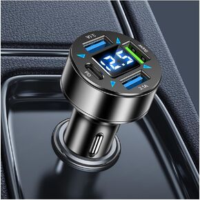 Car Charger,4 Ports Super Fast Car Charger Adapter with Voltmeter,QC3.0/Super Port Cigarette Lighter USB Charger Compatible with Samsung Galaxy S23/22/21,Android(QC3.0/Super)