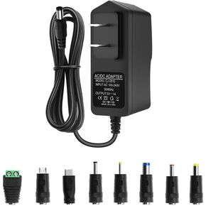 DC 5V 1A Power Supply, AC to DC 5V 1A Power Adapter, 100-240V AC Input to DC 5V 1A Power Supply Adapter Transformer, 5.5mm x 2.5mm DC Plug & 8 More Tips, 4.6ft