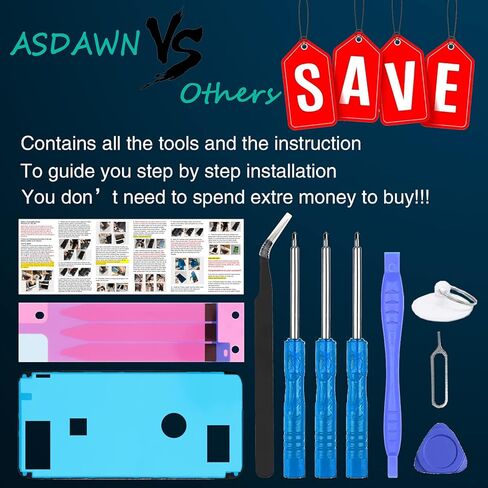 مجموعة استبدال بطارية ASDAWN لهاتف iPhone 11 Pro Max، استبدال بطارية iPhone 11 Pro Max ذات سعة أعلى لـ A2161 A2220 A2218 مع أدوات احترافية + تعليمات التثبيت in Kuwait