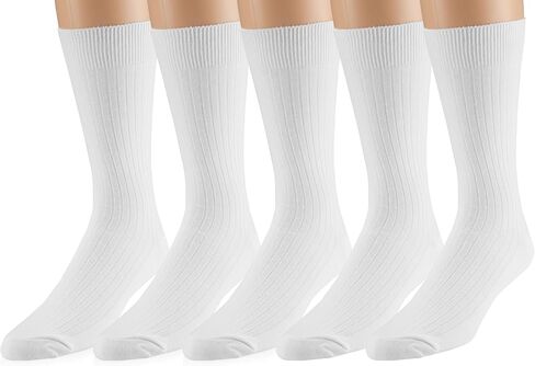 EMEM Men's Ribbed Cotton Classic Crew Dress Socks 5-Pack, Big and Tall Available in Kuwait