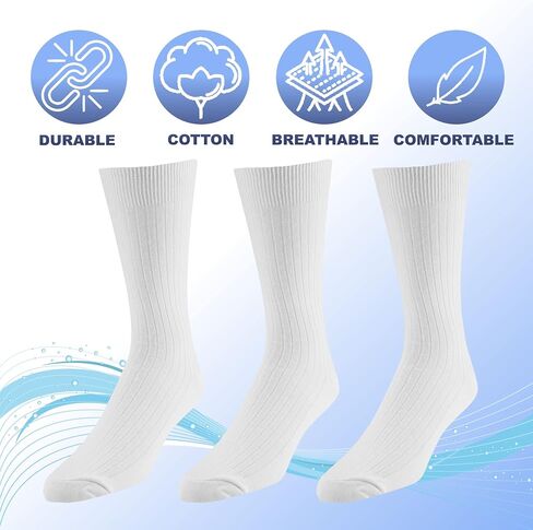 EMEM Men's Ribbed Cotton Classic Crew Dress Socks 5-Pack, Big and Tall Available in Kuwait