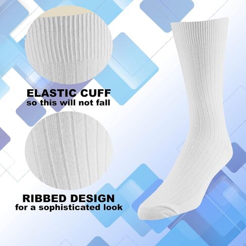 EMEM Men's Ribbed Cotton Classic Crew Dress Socks 5-Pack, Big and Tall Available in Kuwait