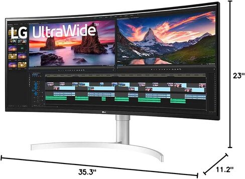 شاشة LG 38 بوصة 38BN95C-W QHD+ Nano IPS منحنية UltraWide™ (3840x1600) مع منفذ Thunderbolt™ 3، وقت استجابة 1 مللي ثانية، معدل تحديث 144 هرتز، DisplayHDR™ 600، مثبت أسود ومزامنة العمل الديناميكي in Saudi Arabia