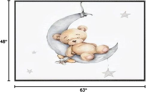 Multi-Theme Soft Anti-Skid Area Rugs Watercolor Hand Draw Brown Bear boy Sleeping on The Moon with Living Room Bedroom Home Kid's Room Door Entrance Decoration Non-Slip Carpet Floor Mats in Saudi Arabia