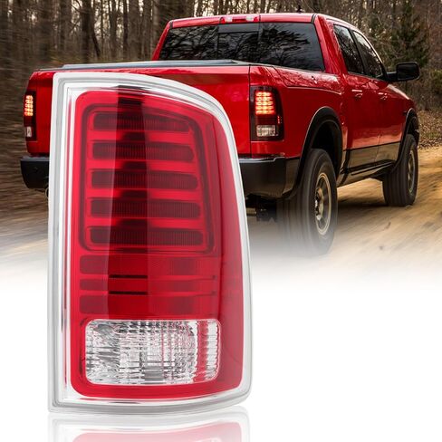 Passenger Side Tail Light Assembly Compatible With 2013-2018 Dodge Ram 1500 2014-2018 Ram 2500 3500 With LED Bulb Clear & Red Lens Chrome 68093078AC in Saudi Arabia