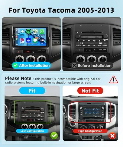 [2G+64G] ستيريو راديو السيارة لسيارة Toyota Tacoma 2005-2013 مع CarPlay/Android Auto، وحدة رأس شاشة تعمل باللمس 9 بوصة Android 13، GPS Navi/WiFi/Bluetooth/Mirror Link/SWC + كاميرا احتياطية عالية الدقة in Saudi Arabia