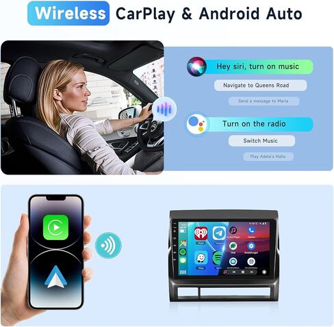 [2G+64G] ستيريو راديو السيارة لسيارة Toyota Tacoma 2005-2013 مع CarPlay/Android Auto، وحدة رأس شاشة تعمل باللمس 9 بوصة Android 13، GPS Navi/WiFi/Bluetooth/Mirror Link/SWC + كاميرا احتياطية عالية الدقة in Saudi Arabia