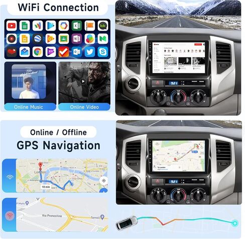 [2G+64G] ستيريو راديو السيارة لسيارة Toyota Tacoma 2005-2013 مع CarPlay/Android Auto، وحدة رأس شاشة تعمل باللمس 9 بوصة Android 13، GPS Navi/WiFi/Bluetooth/Mirror Link/SWC + كاميرا احتياطية عالية الدقة in Saudi Arabia