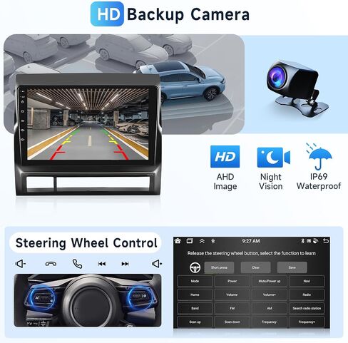 [2G+64G] ستيريو راديو السيارة لسيارة Toyota Tacoma 2005-2013 مع CarPlay/Android Auto، وحدة رأس شاشة تعمل باللمس 9 بوصة Android 13، GPS Navi/WiFi/Bluetooth/Mirror Link/SWC + كاميرا احتياطية عالية الدقة in Saudi Arabia