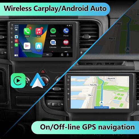 Android 2GB+32GB Car Stereo Radio for Dodge Ram 1500 2500 3500 2013-2019 9 inch Touchscreen Car Radio with Wireless CarPlay Android Auto Car Audio Support Bluetooth WiFi GPS FM RDS SWC in Saudi Arabia