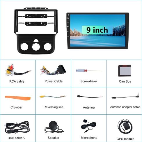 Android 2GB+32GB Car Stereo Radio for Dodge Ram 1500 2500 3500 2013-2019 9 inch Touchscreen Car Radio with Wireless CarPlay Android Auto Car Audio Support Bluetooth WiFi GPS FM RDS SWC in Saudi Arabia