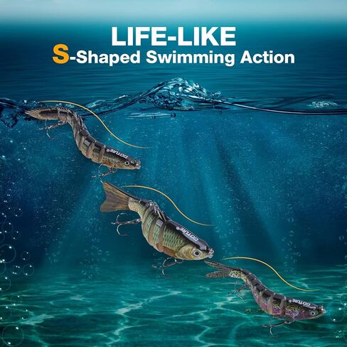 Goture Bass Fishing Lures,Lifelike Jointed Swimbait for Bass Trout Walleye Crappie Pike,Slow Sinking Segment Swimming Bait Fishing Lures for Freshwater and Saltwater,Bass Lures with Tackle Box in Saudi Arabia