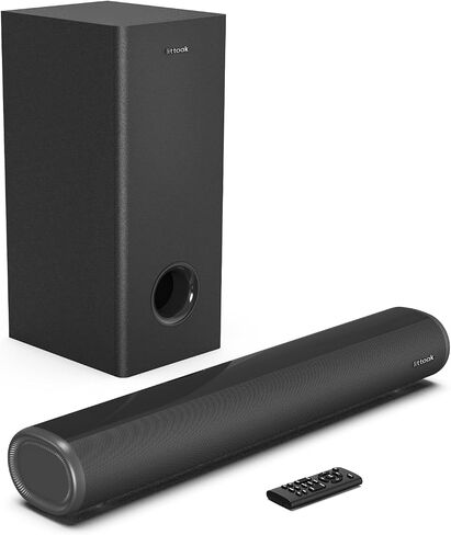 Littoak HDMI Sound Bar for TV, Bluetooth Small TV Soundbar Speaker, Optical/HDMI/Aux/Coax/USB/Bluetooth Connection for TV, PC, Projectors, Includes Remote Control, 16 inch in Kuwait