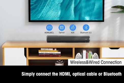 Littoak HDMI Sound Bar for TV, Bluetooth Small TV Soundbar Speaker, Optical/HDMI/Aux/Coax/USB/Bluetooth Connection for TV, PC, Projectors, Includes Remote Control, 16 inch in Kuwait