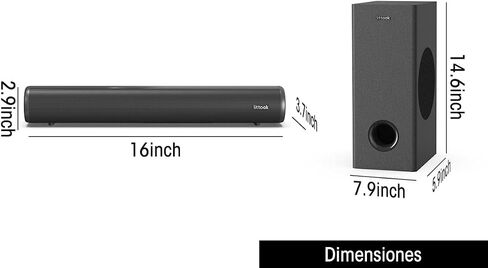 Littoak HDMI Sound Bar for TV, Bluetooth Small TV Soundbar Speaker, Optical/HDMI/Aux/Coax/USB/Bluetooth Connection for TV, PC, Projectors, Includes Remote Control, 16 inch in Kuwait