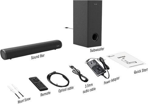 Littoak HDMI Sound Bar for TV, Bluetooth Small TV Soundbar Speaker, Optical/HDMI/Aux/Coax/USB/Bluetooth Connection for TV, PC, Projectors, Includes Remote Control, 16 inch in Kuwait