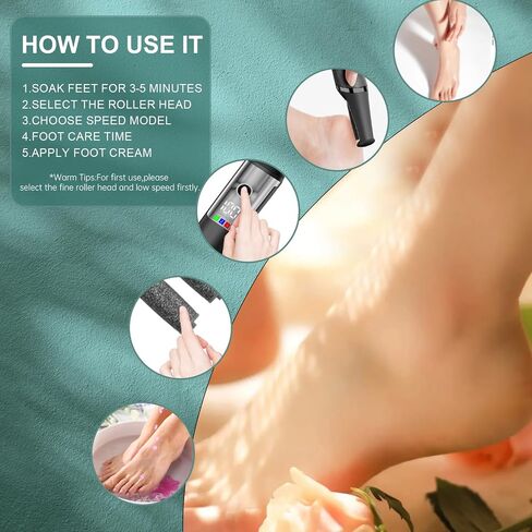 Electric Callus Removers for Feet, Smooth Pedicure Wand Rechargeable Electric Foot File,Professional Pedicure Tools for Dry, Dead, Cracked, Hard Skin, at Home Feet Spa Care Kit for Men & Women in Saudi Arabia
