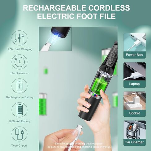 Electric Callus Removers for Feet, Smooth Pedicure Wand Rechargeable Electric Foot File,Professional Pedicure Tools for Dry, Dead, Cracked, Hard Skin, at Home Feet Spa Care Kit for Men & Women in Saudi Arabia
