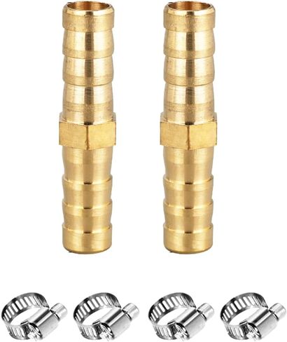 Hose Barb Fitting 3/4" Hose ID,Hex Union Brass Fitting Water/Fuel/Air with 6 Stainless Steel Clamps(Pack of 3) in Saudi Arabia