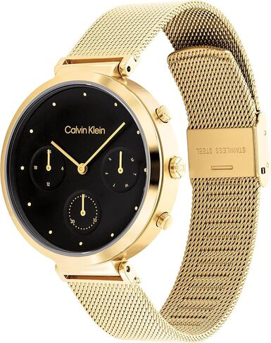 Calvin Klein Women's Quartz Ionic Plated Carnation Gold Steel and Link Bracelet Watch, Color: Rose Gold (Model: 25200135) in Saudi Arabia