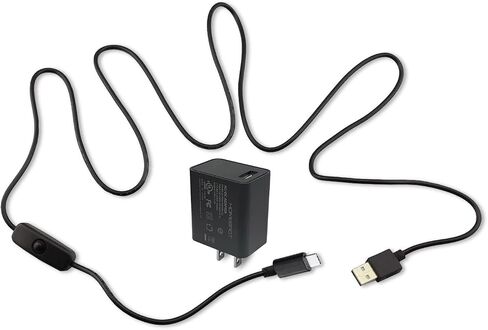 محول طاقة 5V3A مدرج في قائمة UL مع كابل USB بطول 1.5 متر من النوع C إلى النوع A مع مفتاح تشغيل/إيقاف متوافق مع Raspberry Pi 4 Model B in Kuwait
