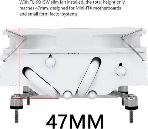 AXP90 X47 White Low Profile CPU Air Cooler, 47mm Height, TL-9015W Slim PWM CPU Fan, AGHP Technology, Computer ITX Heatsink Cooler, for AMD:AM4 AM5/Intel 1150/1151/1200/1700 in Saudi Arabia