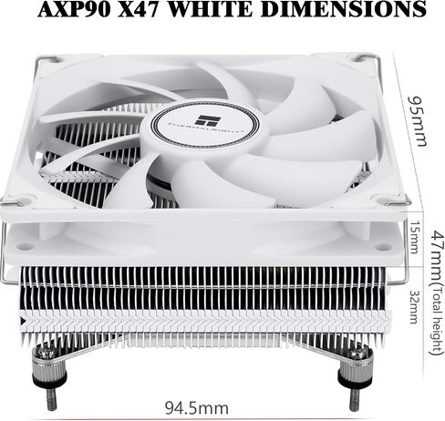 AXP90 X47 White Low Profile CPU Air Cooler, 47mm Height, TL-9015W Slim PWM CPU Fan, AGHP Technology, Computer ITX Heatsink Cooler, for AMD:AM4 AM5/Intel 1150/1151/1200/1700 in Saudi Arabia