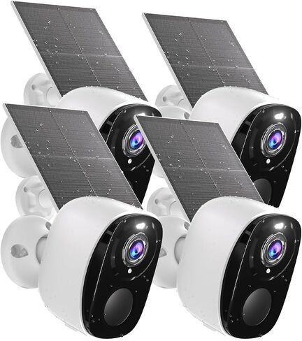 4Pack Solar Security Cameras Wireless Outdoor, Outdoor Cameras for Home Security, Home Camera with Motion Detection Alarm Floodlight Color Night Vision 2-Way Audio Waterproof,IP65 SD/Cloud in Kuwait