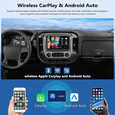 2G+64G Car Stereo Radio for Chevy Silverado GMC Sierra 2014-2018 Android 13 Radio Wireless CarPlay Android Auto, FM, Bluetooth, GPS Navigation, 10.1 Inch Touch Screen Head Unit with Backup Camera in Saudi Arabia