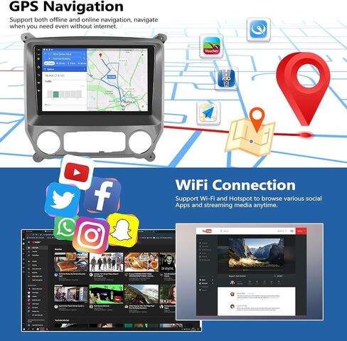 2G+64G Car Stereo Radio for Chevy Silverado GMC Sierra 2014-2018 Android 13 Radio Wireless CarPlay Android Auto, FM, Bluetooth, GPS Navigation, 10.1 Inch Touch Screen Head Unit with Backup Camera in Saudi Arabia