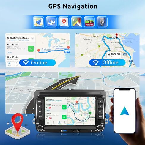 2G + 64G راديو السيارة اللاسلكي CarPlay ستيريو 7 بوصة تعمل باللمس وحدة رأس أندرويد لشركة فولكس فاجن باسات جيتا جولف بولو كادي تيجوان سيات سكودا دعم بلوتوث نظام تحديد المواقع SWC USB Andriod كاميرا احتياطية تلقائية in Saudi Arabia