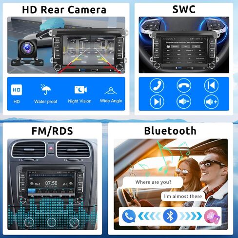 2G + 64G راديو السيارة اللاسلكي CarPlay ستيريو 7 بوصة تعمل باللمس وحدة رأس أندرويد لشركة فولكس فاجن باسات جيتا جولف بولو كادي تيجوان سيات سكودا دعم بلوتوث نظام تحديد المواقع SWC USB Andriod كاميرا احتياطية تلقائية in Saudi Arabia