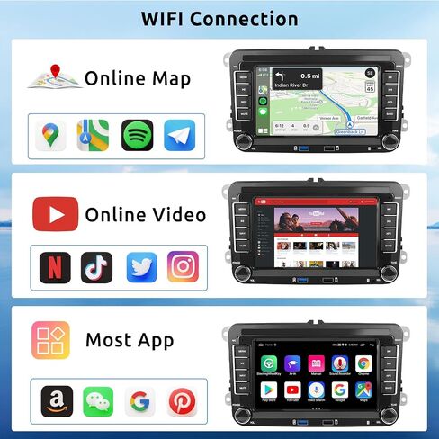 2G + 64G راديو السيارة اللاسلكي CarPlay ستيريو 7 بوصة تعمل باللمس وحدة رأس أندرويد لشركة فولكس فاجن باسات جيتا جولف بولو كادي تيجوان سيات سكودا دعم بلوتوث نظام تحديد المواقع SWC USB Andriod كاميرا احتياطية تلقائية in Saudi Arabia