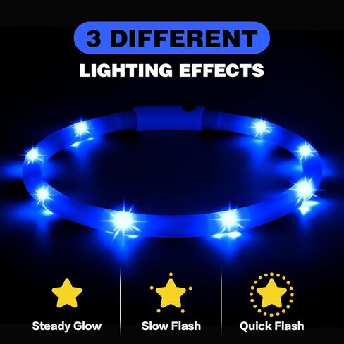 2-Pack LED Dog Collar, HIGO Light Up Dog Collars Glow in The Dark, USB Rechargeable Dog Lights for Night Walking, Reusable Safety Necklace for Small Medium Large Dogs (Pink) in Kuwait