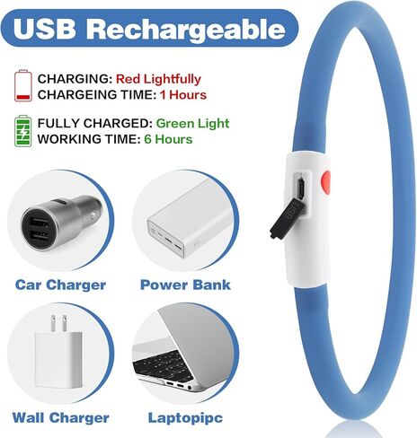 2-Pack LED Dog Collar, HIGO Light Up Dog Collars Glow in The Dark, USB Rechargeable Dog Lights for Night Walking, Reusable Safety Necklace for Small Medium Large Dogs (Pink) in Kuwait