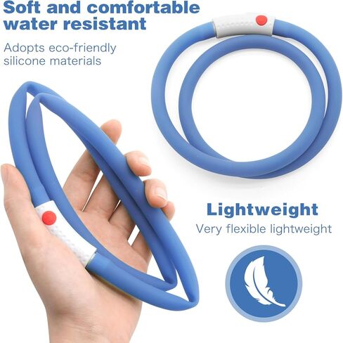 2-Pack LED Dog Collar, HIGO Light Up Dog Collars Glow in The Dark, USB Rechargeable Dog Lights for Night Walking, Reusable Safety Necklace for Small Medium Large Dogs (Pink) in Kuwait