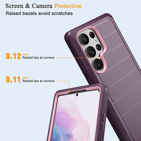 for Samsung Galaxy S23 Ultra 5G Case with Belt Clip & Kickstand for Men Women, Full-Body Protection Rugged Holster Phone Case for Samsung S23 Ultra 5G (Purple+Pink) in Saudi Arabia