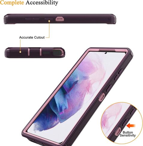 for Samsung Galaxy S23 Ultra 5G Case with Belt Clip & Kickstand for Men Women, Full-Body Protection Rugged Holster Phone Case for Samsung S23 Ultra 5G (Purple+Pink) in Saudi Arabia