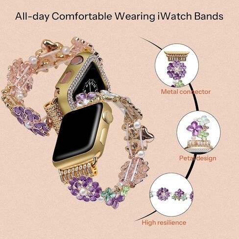 VIQIV Dressy Bracelet Compatible with Apple Watch Bands for Women 38mm 40mm 41mm 42mm 44mm 45mm 46mm 49mm Strethy, Cute Fancy Bling Metal Stretch Wristband Straps Smartwatch Bands for iWatch Ultra 2/Ultra Series 10/9/8/7/6/5/4/3/2/1/SE in Kuwait